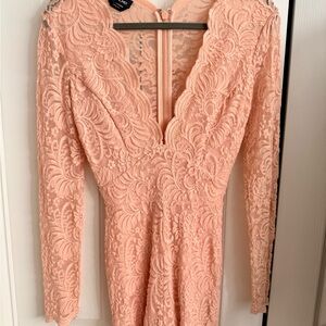 Elegant Lace Pink Dress